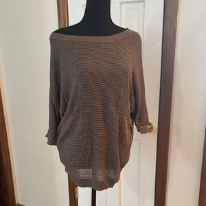 Women's Brown Knit Off the Shoulder Sweater